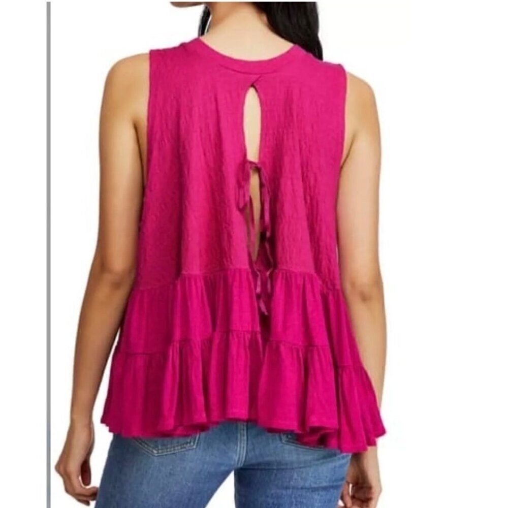 Free People Right On Time Flared Jungle Flower Oversized Tank Top Size Small